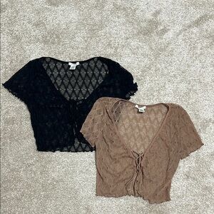 Two Elegant Lace Women Tops - Black and Brown